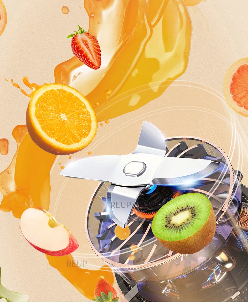 Mini mixeur à jus électrique portable avec 6 lames, presse-agrumes, orange, citron, chargement USB, mixeur de fruits, presse-agrumes frais