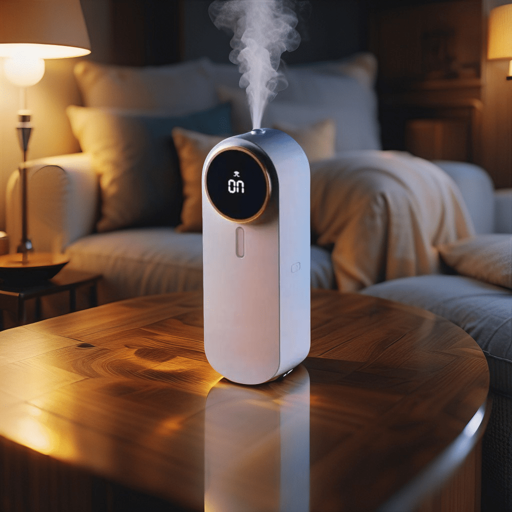 Difusor de aceites esenciales USB y purificador de aire portátil con pantalla: perfuma y purifica fácilmente.