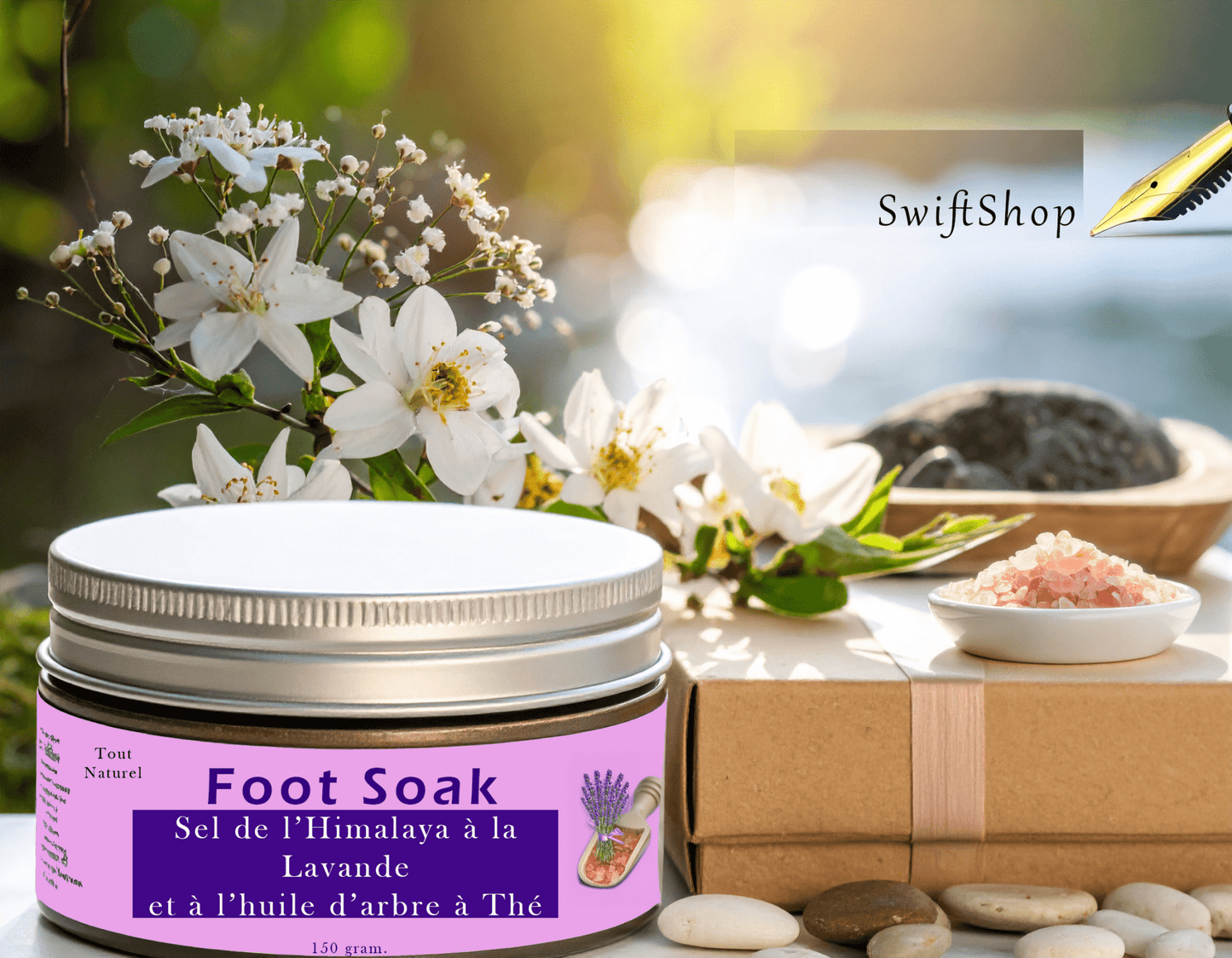 Sels de bain de pieds de l'Himalaya, 150 g, aux fleurs de lavande séchées, anti - odeurs, bain de pieds, spa - Swfitshop